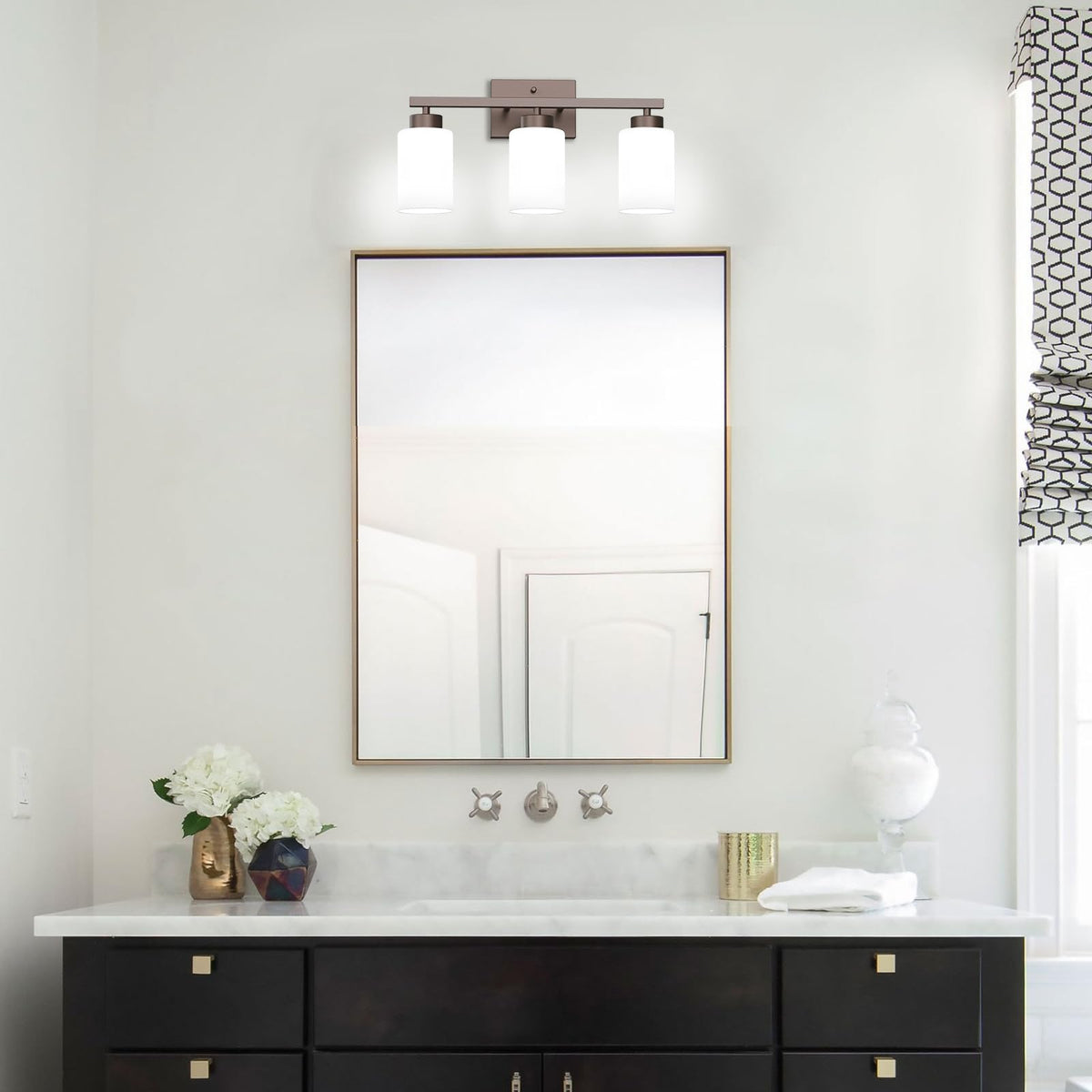 Bathroom Light Fixtures (Oil Rubbed Bronze, Milky White / 3-Light)