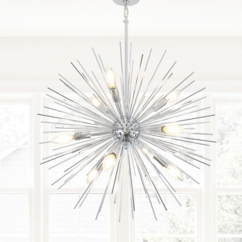 24in Modern Chrome Sputnik Chandelier Light Fixture 9 Light (Chrome / 24in)