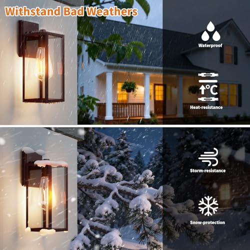 2 Pack 15'' Oil Rubbed Bronze Outdoor Front Porch Lights for Outside (Oil-Rubbed Bronze / 14.8'')