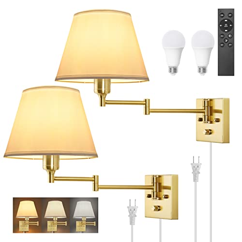 Dimmable Wall Sconce (Gold-Remote / Medium)