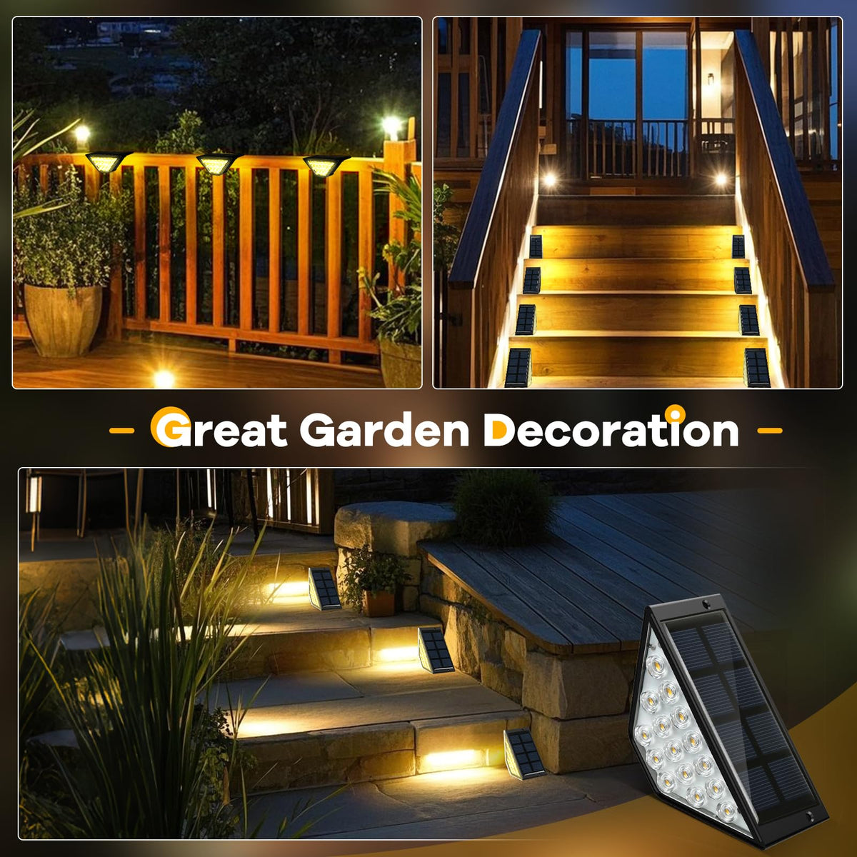 Solar Step Lights for Outside (Warm White)