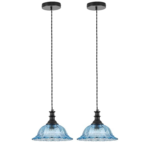 Vintage Pendant Light Fixtures Modern Glass Hanging Lights with Adjustable Cord for Kitchen Island Dining Room Living Room Hallway