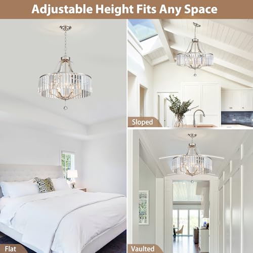 Modern Crystal Chandeliers Round 6 (168-Brushed Nickel)