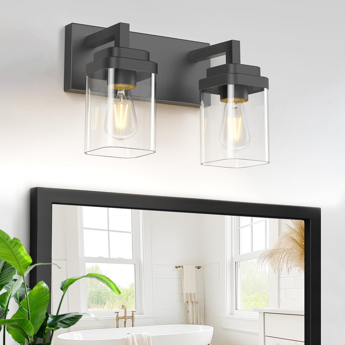 Matte Black Bathroom Light Fixtures (Black / 2-Light)