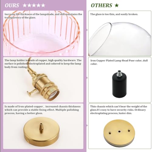 Pendant Light with Pink Striped Glass Lmapshade (Z-Striped Pink)