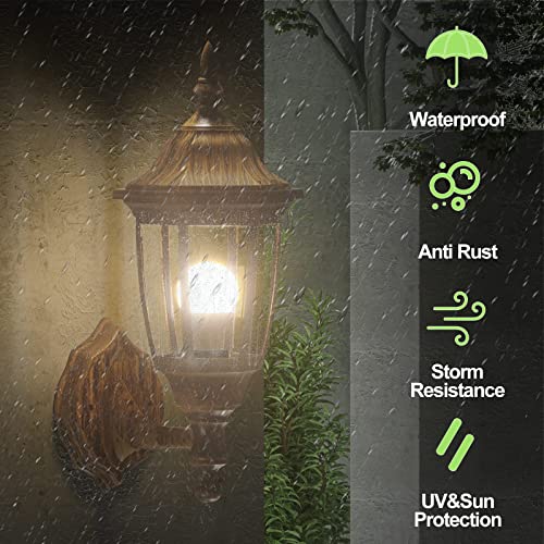 Outdoor Porch Light (Gold / No Sensor-Plastic)
