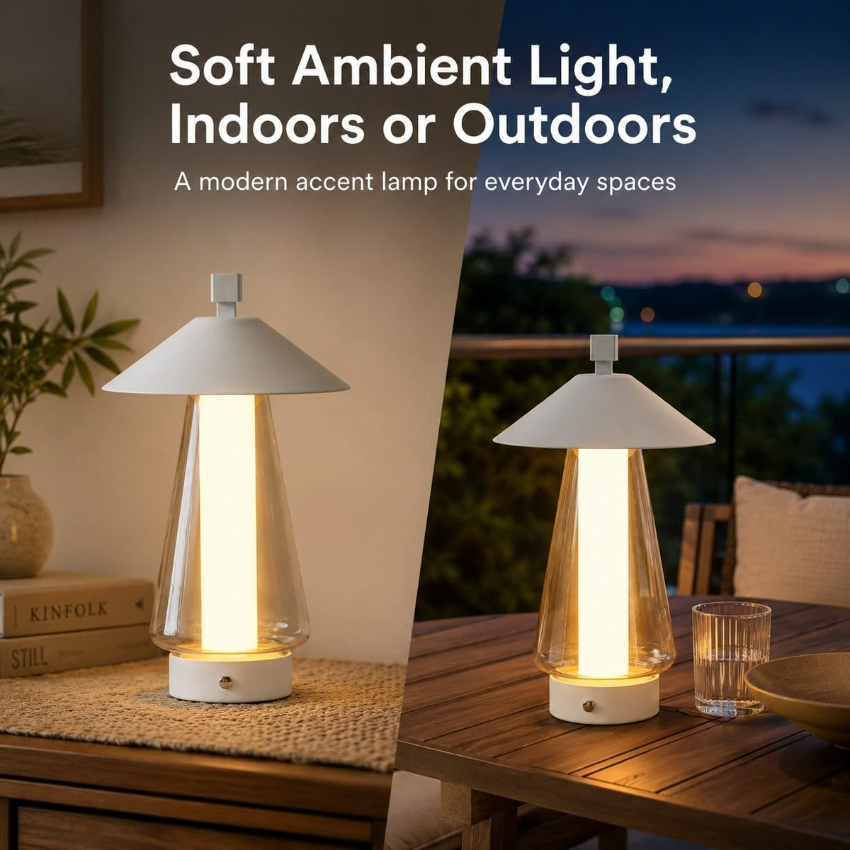 Rechargeable Cordless Glass Lamp