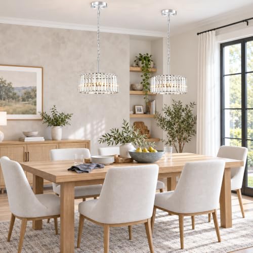 Modern Glass Chandelier for Dining Room (Chrome / 3 Light)