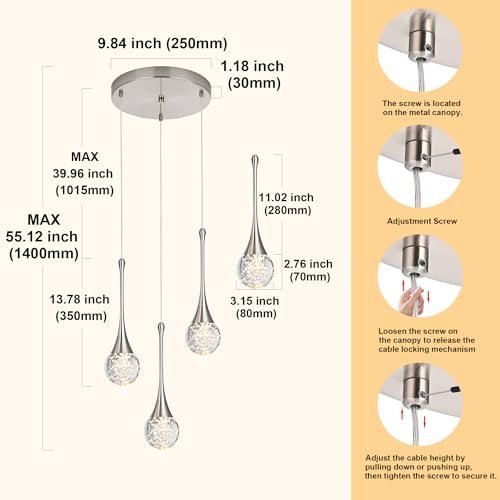 3 Light Brushed Nickel Crystal Chandelier (Brushed Nickel / Round Pendant 3-Light)