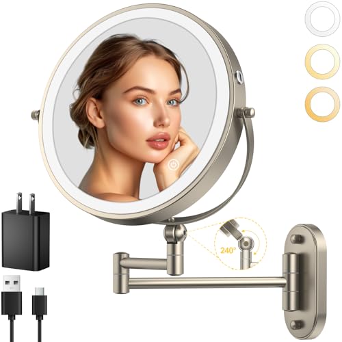 9" Wall Mounted Lighted Makeup Mirror