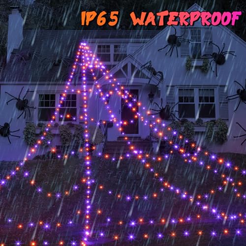 Halloween Decorations Outdoor 455 LED Halloween Spider Web Lights