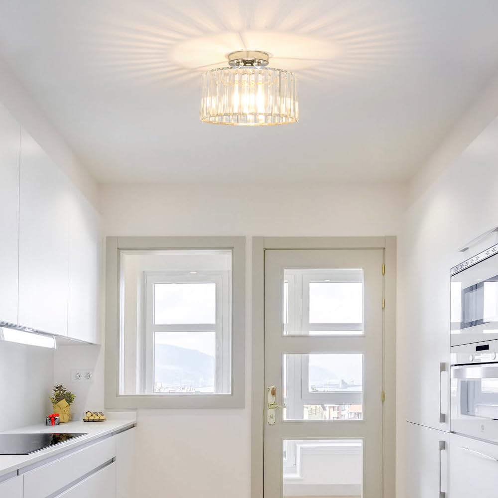 Crystal Ceiling Light Fixture (11in - 1 light / Chrome)