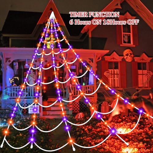 Halloween Decorations Outdoor Spider Web (Purple & Orange)