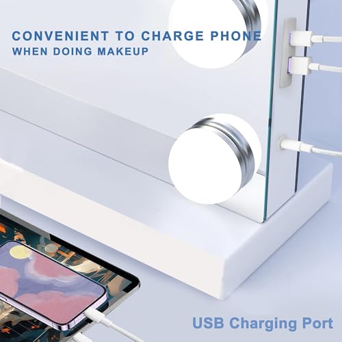 Vanity Mirror with Lights (White / 40"L x 30"W)