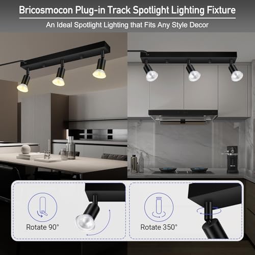 Plug in Track Lighting (Black / 15" 3 Way Track Light)