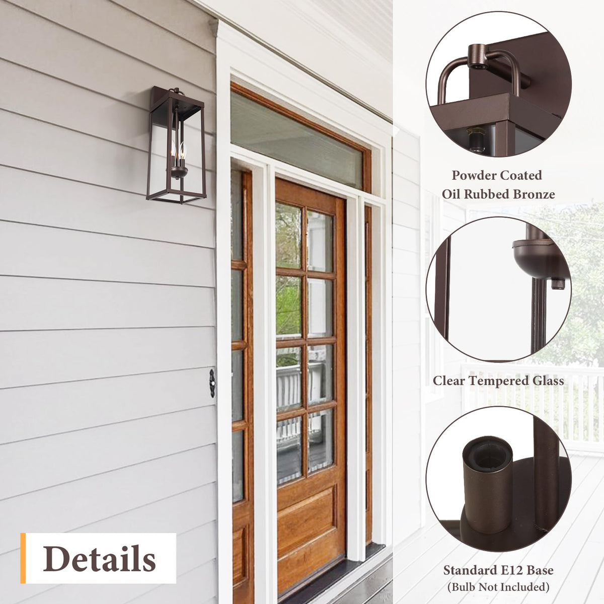 Outdoor Wall Sconce Lights (Oil-Rubbed Bronze / Medium-2 Pack)