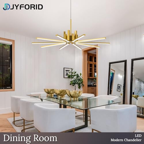 Gold Modern Sputnik Chandelier with Remote Control (Gold-10 Light)