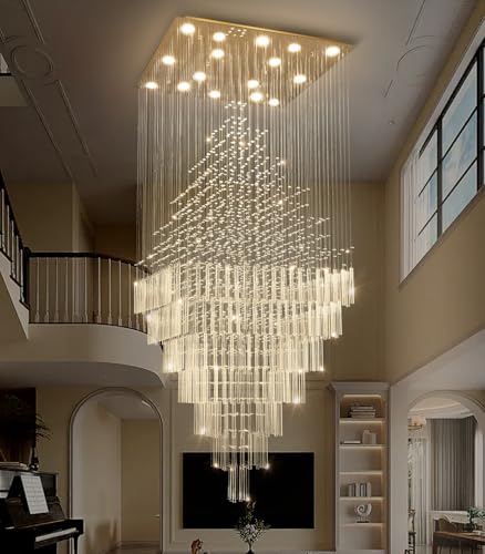 W40 x H120 Glam Chandelier with LED Bulbs Square Chandeliers (Gold / Square W40" X H118")