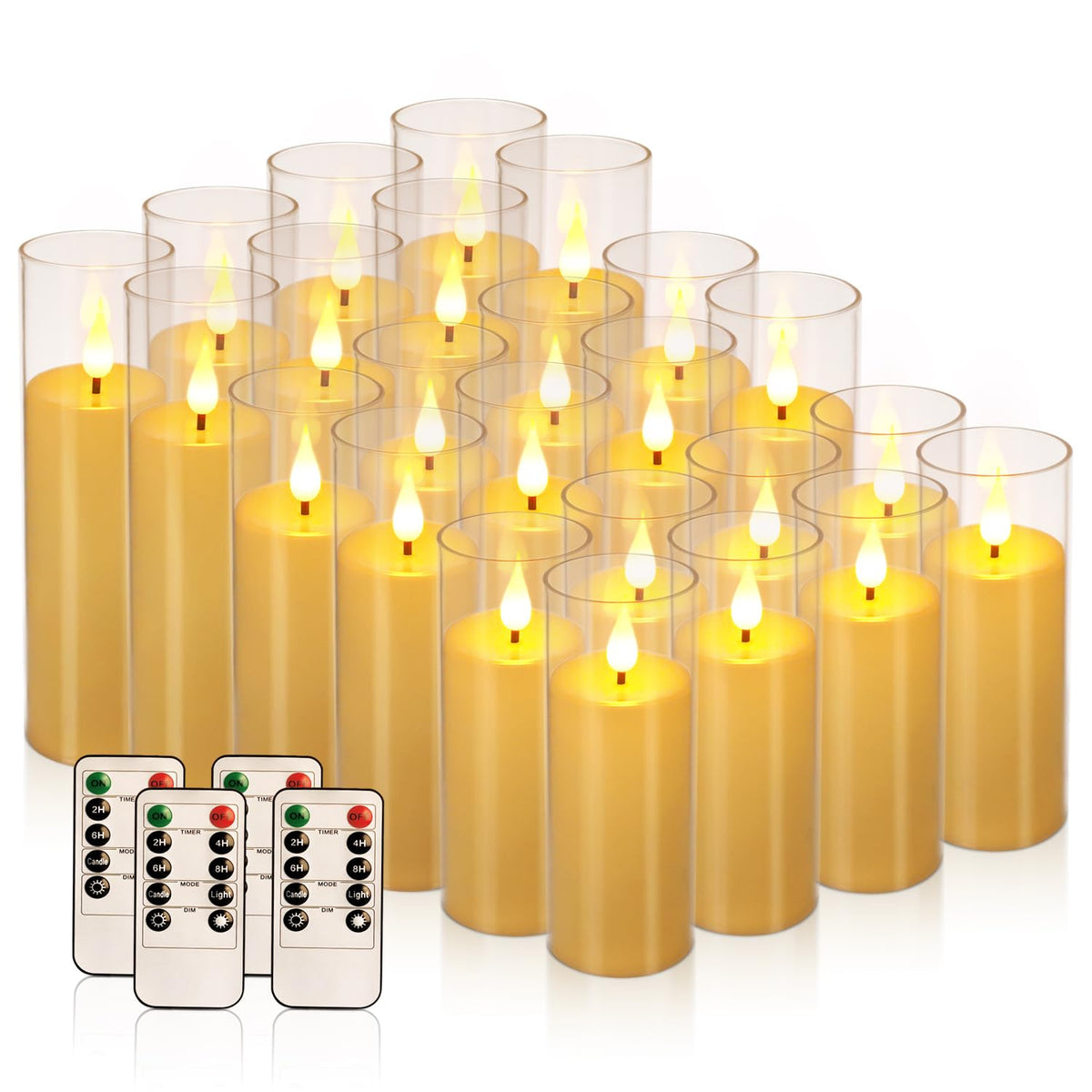 Flickering Flameless Candles Battery Operated with Remote (24 Pack Ivory-3)