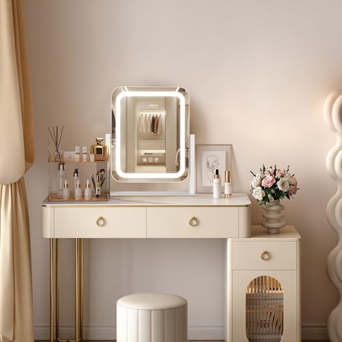 Vanity Mirror with Lights 15"×13" (White / 13"L x 15"W)