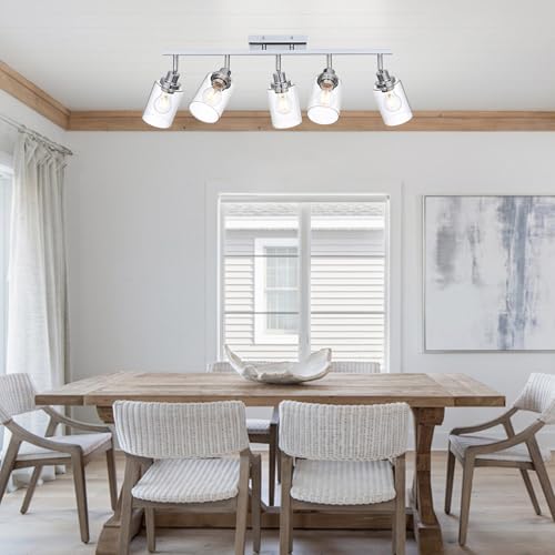 5 Light Track Lighting Kit Ceiling Kitchen Track Lighting Fixtures Chrome Bathroom Vanity Wall Lights with Clear Glass Multi (Chrome / 5-Light)