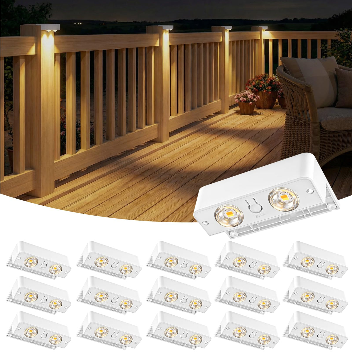Solar Deck Lights Outdoor 16 Pack (White / 16 Pack)