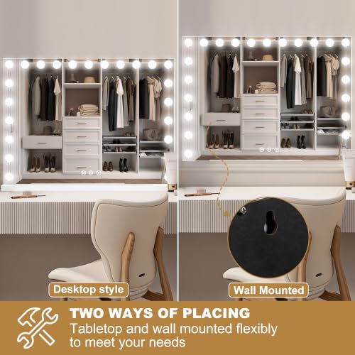 Vanity Mirror with Lights (White / 44"L x 30"W)