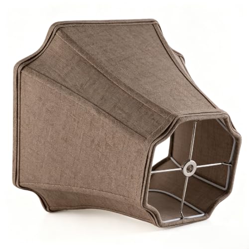 P20-Z-CO-1 Coffee Brown Linen Square Cut Corner Bell Lamp Shade Medium Lampshade 6.25×6.25''Top13×13''Bottom×11''Hight(Spider) Rustic Lamp Shade for Table & Floor Lamp - Lampshade Replacement (Coffee Brown / (6.25*6.25)(13*13)11* 1 Pack)