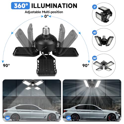 LED Garage Lights Bulb 2 Pack (4+1 Panels)
