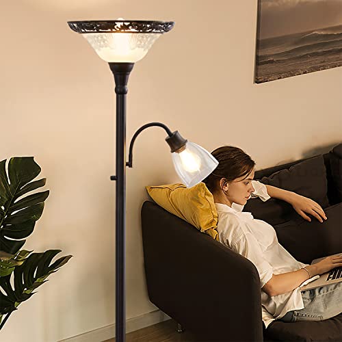 Torchiere Floor Lamps for Living Room (Black,White)