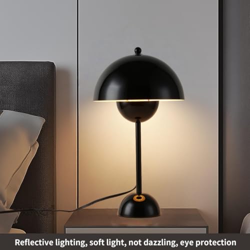 Creative Mid Century Modern Bud Table Lamp for Home&Office (Glossy Black)