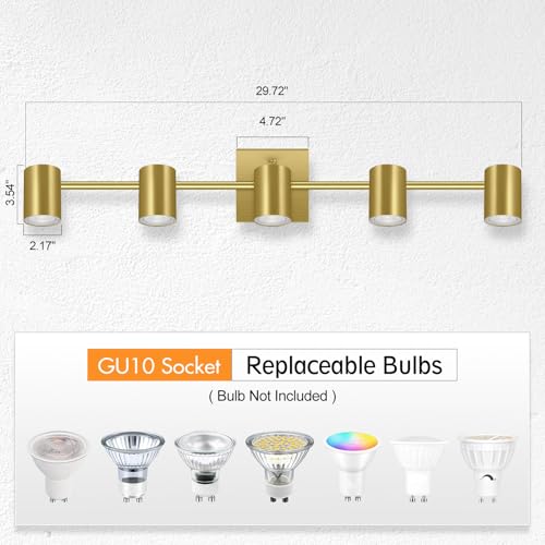 5 Light Track Lighting Fixtures Ceiling (5 light-gold)