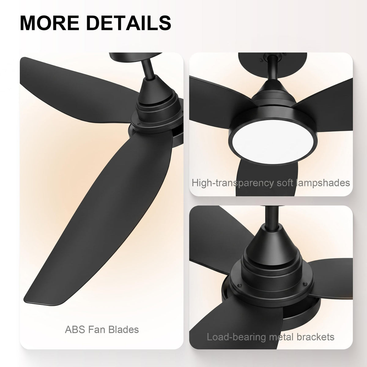 2 Pack 54 Inch Ceiling Fan with Lights (Black / 54 inch)