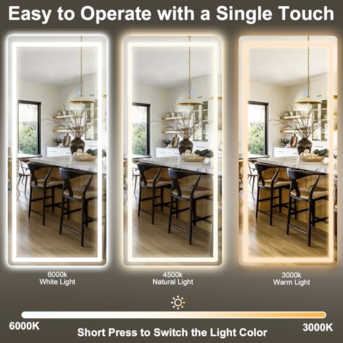 34x76 inch Full Length Mirror with Lights (Rectangle / 76"L x 34"W)