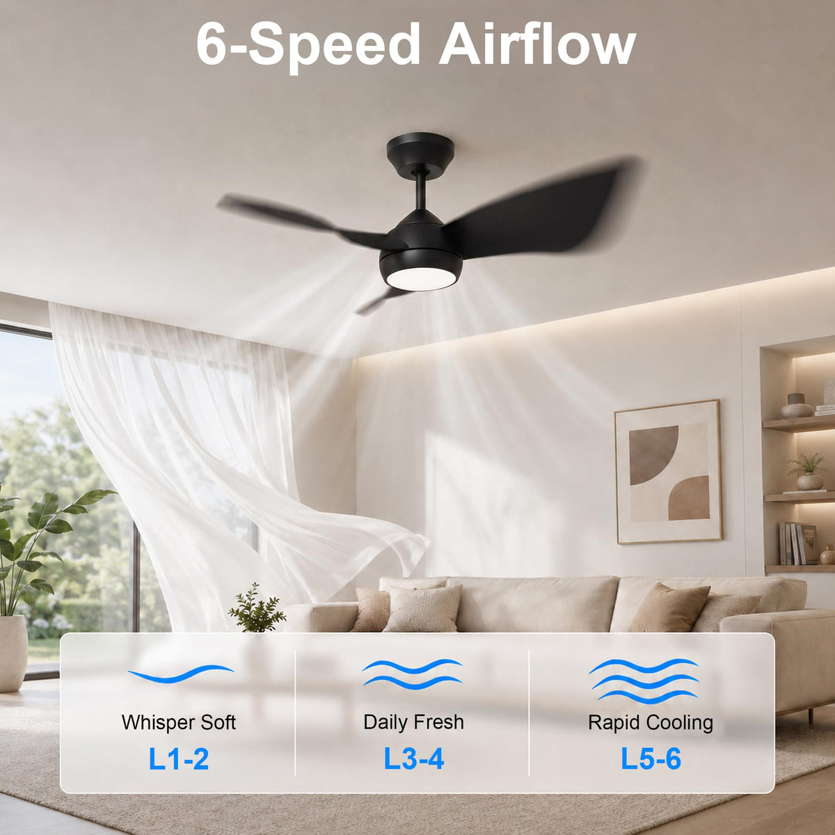 30 Inch Small Ceiling Fan with Lights (Matte Black / 30 Inch)