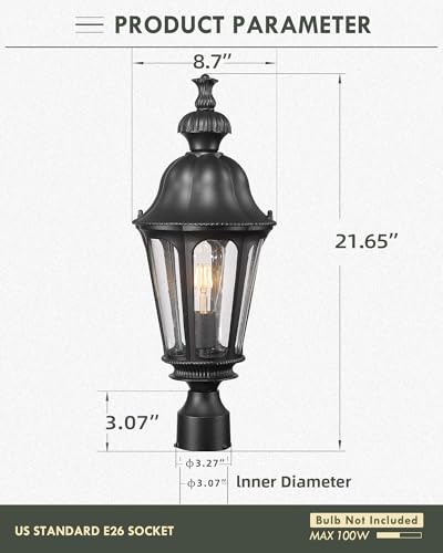 HWH Outdoor Post Lights Lamp Post Light Fixture