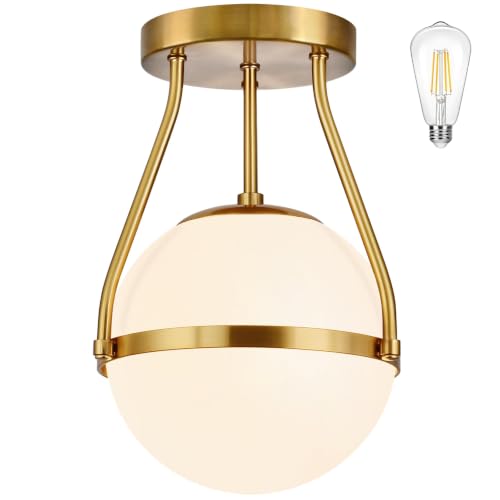 Mid Century Modern Globe Semi Flush Mount Ceiling Light Fixture Gold Globe Ceiling Light Fixture Globe Ceiling Light Flush Mount