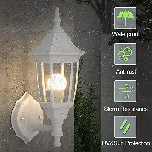 Plastic Outdoor Wall Light Fixtures (White / No Sensor-Plastic)