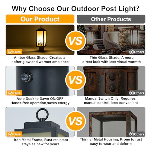Outdoor Lamp Post Light Fixture Deer Pattern