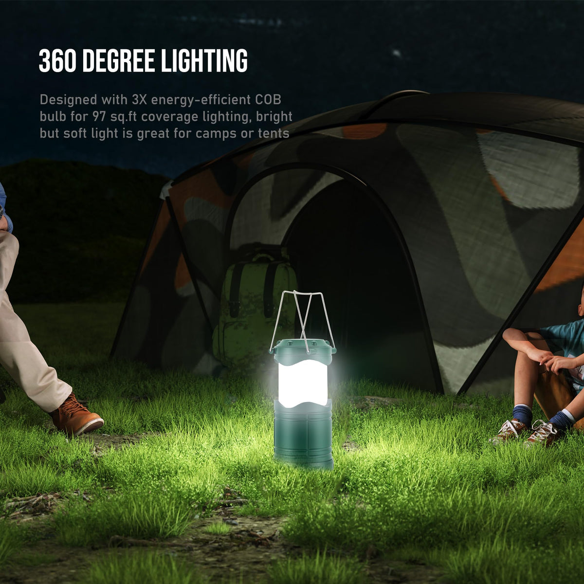LED Camping Lantern (Blue, Dark Green, Gold, Black)