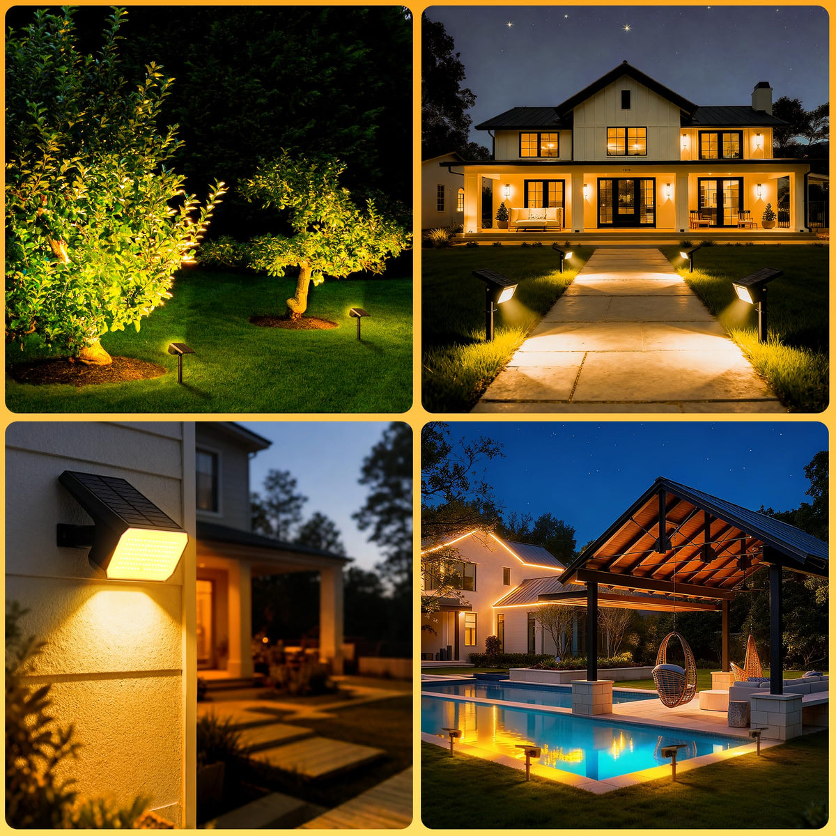 Solar Spot Lights Outdoor Waterproof (Warm White / 4 pack)