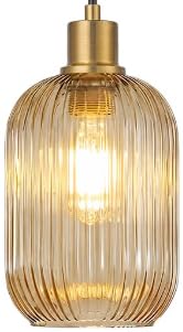 Striped Cylinder Glass Pendant Light