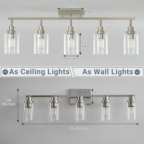 5 Light Brushed Nickel Track Lighting Kit with Clear Glass (Brushed Nickel / 5-Light)