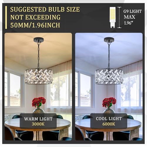 12" Black Crystal Chandelier (Small Black)