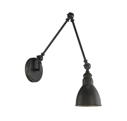 9-960-1-89 Dakota Vintage Bohemian Mid-Century Modern Metal Wall Sconce with Adjustable Arm, 1-Light 60 Watt, 17" H x 6" W, Matte Black (Matte Black)