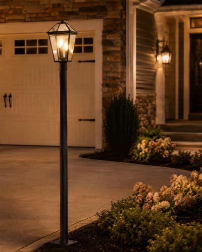 Outdoor Lamp Post Light with 3 (80"- 3-Light Warm Bulb)