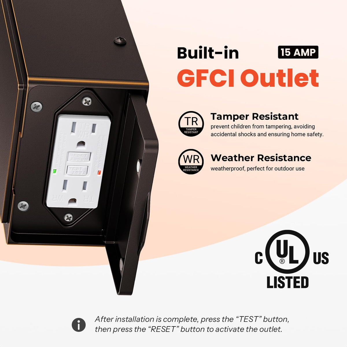 Motion Sensor Outdoor Sconce Lights with GFCI Outlet (Motion Sensor-ORB(Gold Trim) / 1-Pack)