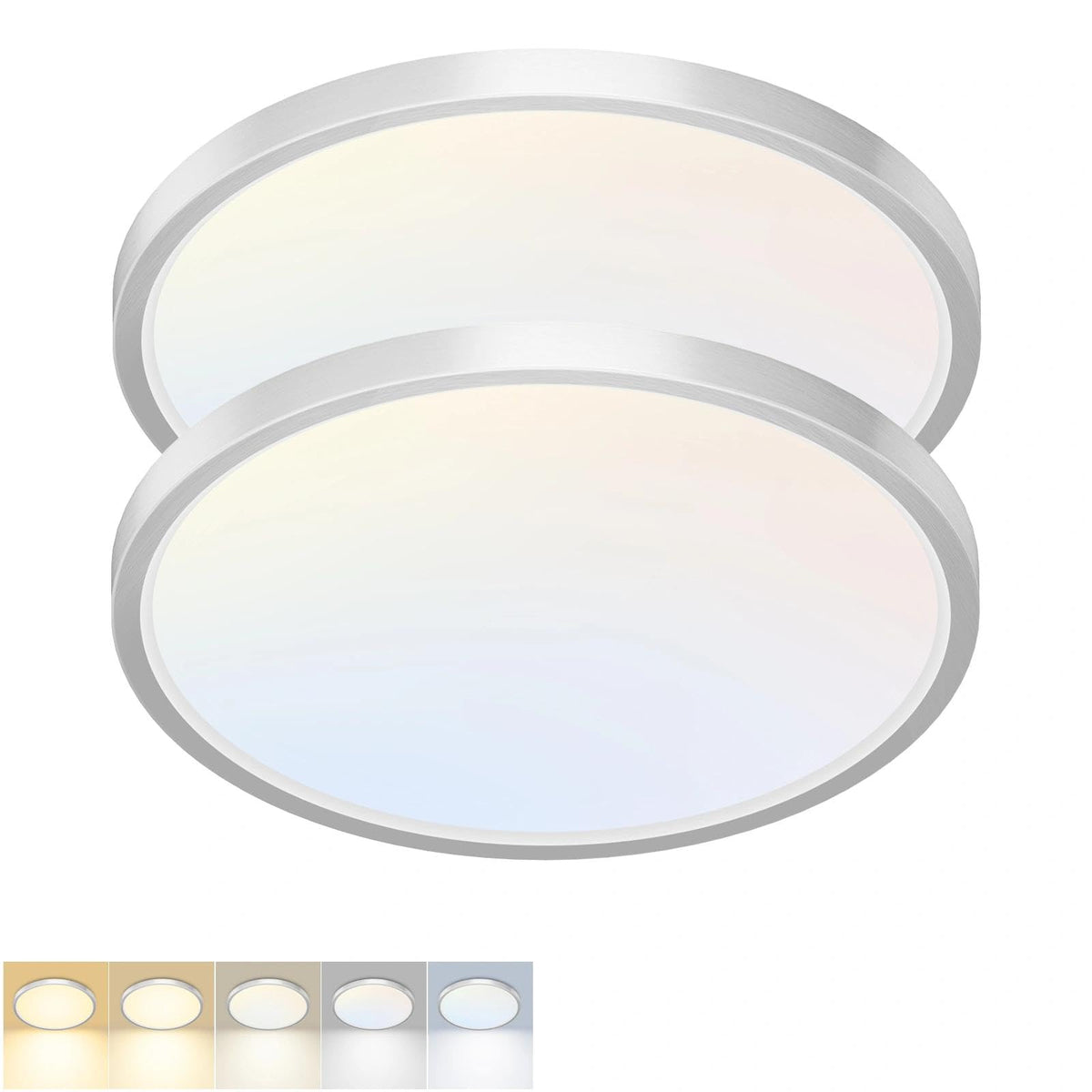 2 Pack LED Flush Mount Ceiling Light (Brushed Nickel / 7 Inch-2pack)