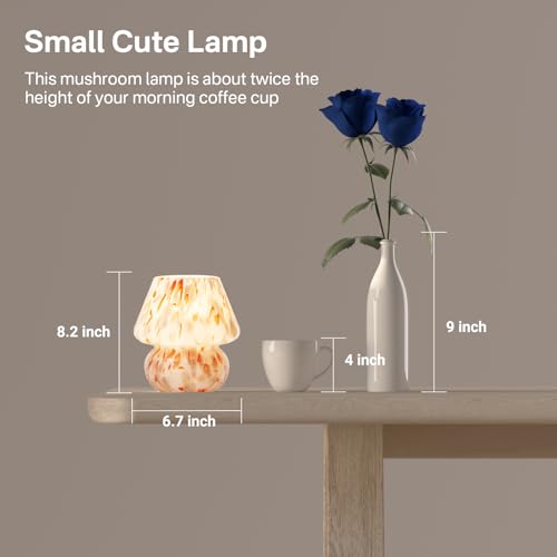 Mushroom Lamp Small Lamp Table Lamp for Bedroom (Flame Amber)