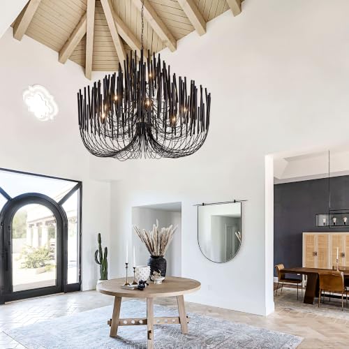 Modern Farmhouse Chandelier for Dining Room 57" (Black / 57 inches)